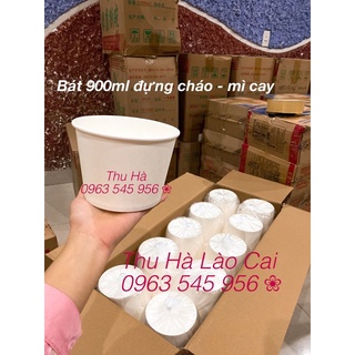 50 bát giấy 1000ml đựng bún phở  cháo 1 màu kèm nắp mỏng