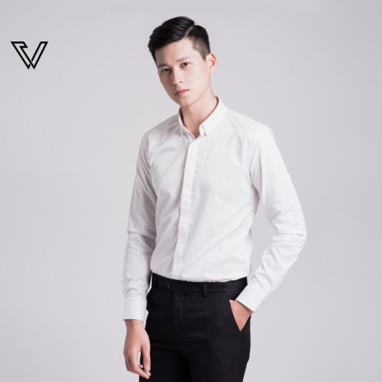 Áo sơ mi dài tay, áo sơ mi Hàn Quốc dáng ôm co giãn cao cấp SS001