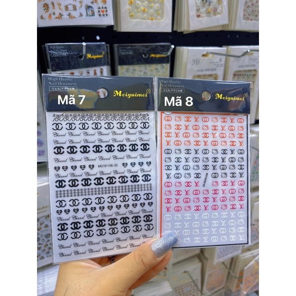 Sticker dán móng - Sticker thuong hieu - sticker gấu - sticker hoa - Phụ kiện dán móng nail cutee - Siêu xinhhh