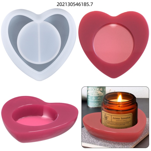 Khuôn silicone đúc nhựa làm chén đựng nến hình trái tim