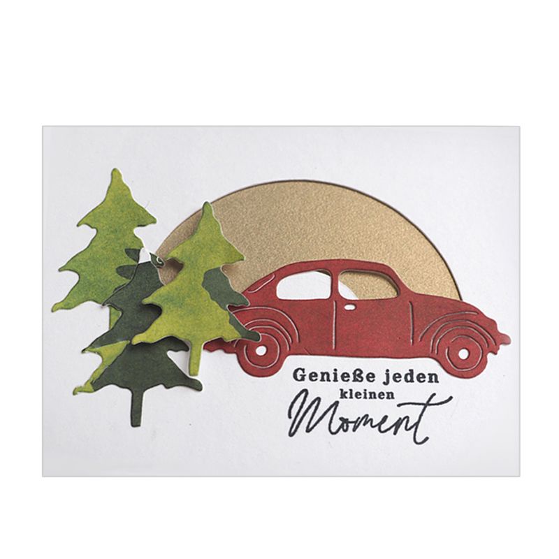 Khuôn Cắt Giấy Kim Loại Hình Xe Hơi Và Cây Xinh Xắn