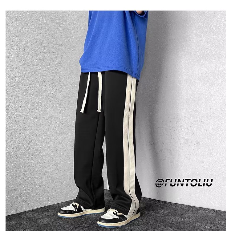 Quần ống rộng Họa Tiết Kẻ Sọc Phong Cách Nhật Bản Thời Trang Cho Nam size M-3XL