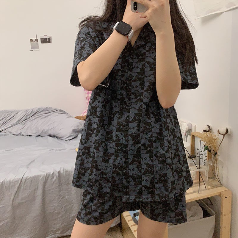 Bộ Đồ Ngủ Pijama Ngắn Tay Họa Tiết Hoạt Hình Phong Cách Hàn Quốc Cho Nữ | BigBuy360 - bigbuy360.vn