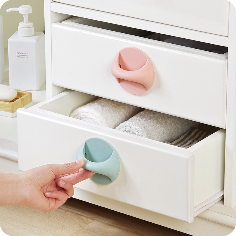 Tay nắm ngăn kéo cửa tủ hình tròn bằng nhựa không để lại dấu vết đa chức năng