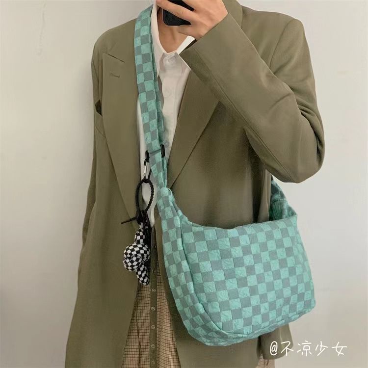 Túi Xách Canvas Cỡ Lớn Họa Tiết Sọc Caro Trắng Đen Thời Trang Cho Nữ