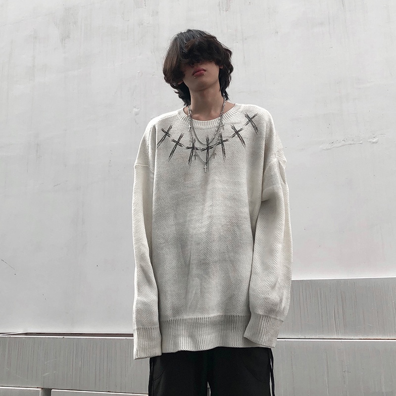 Áo sweater tay dài cổ tròn dáng rộng trẻ trung ấm áp thời trang mùa đông