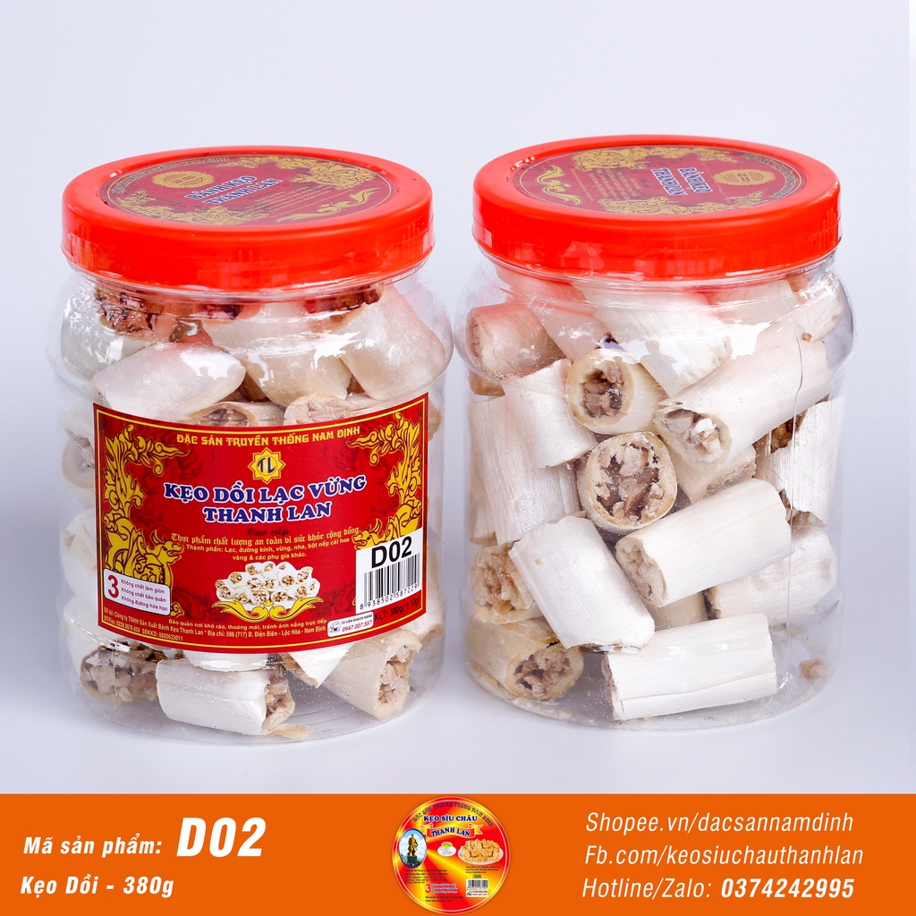 Kẹo dồi hộp D02 (380g) - Kẹo Sìu Châu Thanh Lan chính hiệu - Đặc sản Nam Định