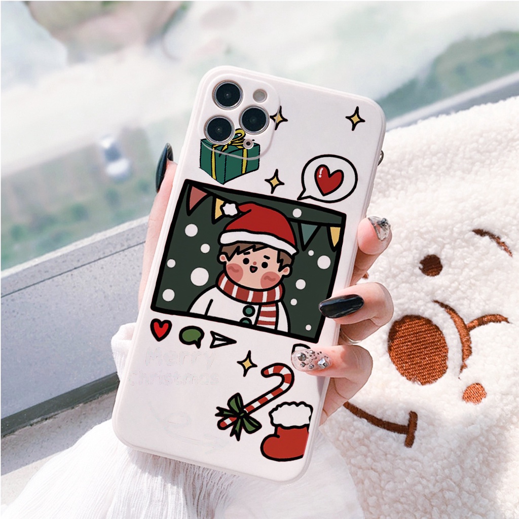 Ốp lưng iphone cạnh vuông cặp đôi noel Merry Christmas giáng sinh 6/6plus/6s/6splus/7/7plus/8/8plus/x/xr/xs/11/12 e111