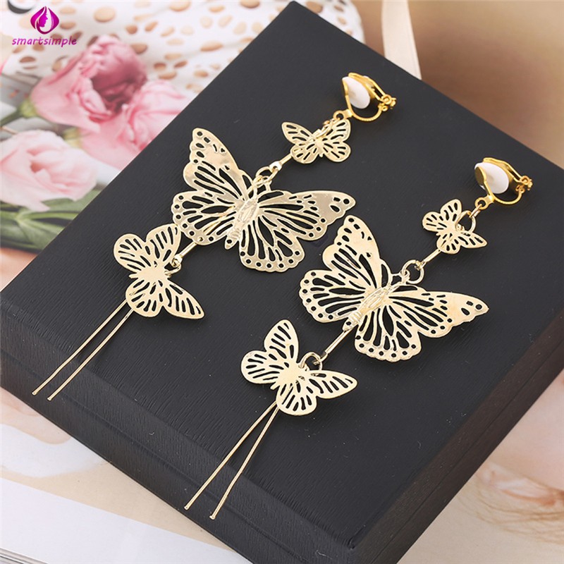 Khuyên tai dáng dài hình bướm thời trang cho nữ