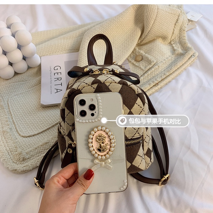 Balo da mini Chuwanglin họa tiết caro thời trang cho nữ