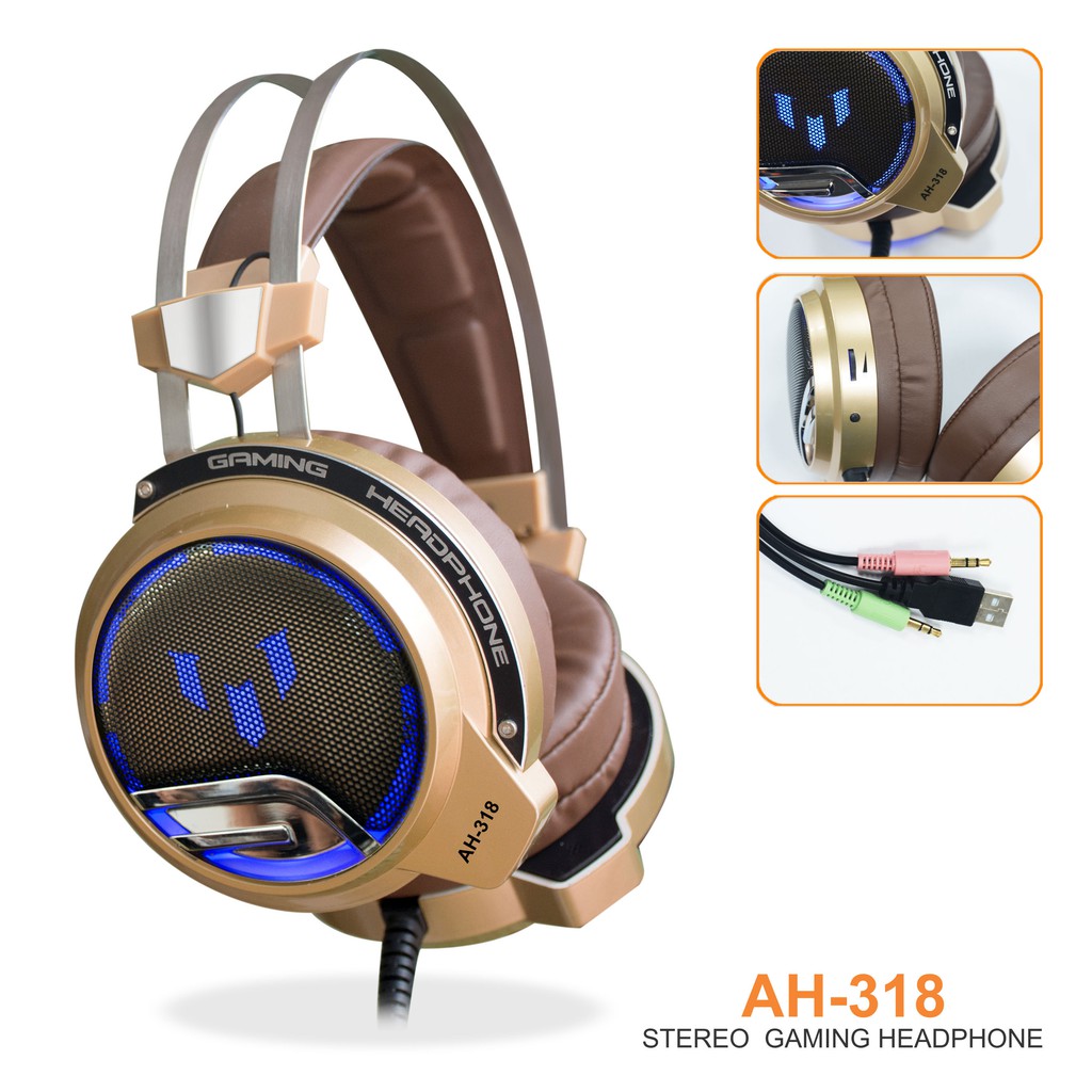 Tai nghe Gaming SoundMax AH318 - Chế độ đèn led, rung âm trầm