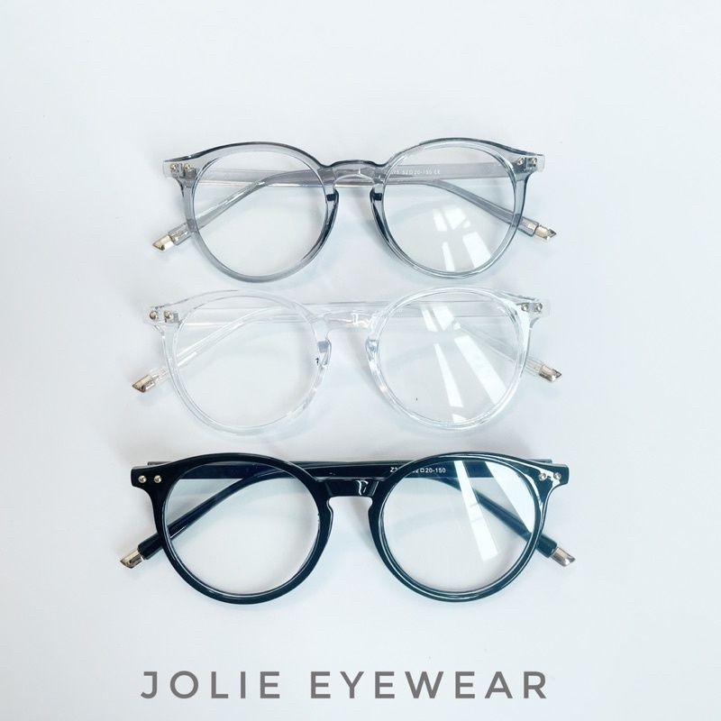 Kính Giả Cận, Gọng Kính Cận Nam Nữ Mắt Tròn Classic Viền Dày Dẻo Han Quoc JOLIE EYEWEAR 3375 chống ánh sáng xanh, UV400