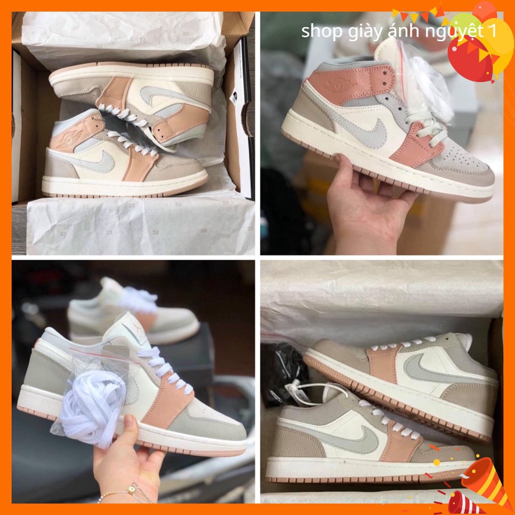 Giày Sneaker Jordan 1 Mid Milan Cam Cao Cổ Giày Thể Thao milan nâu đất thấp cổ nam Nữ Da Nhăn Full Box Freeship
