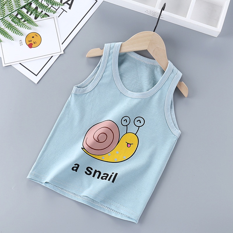 Áo thun sát nách cotton mỏng in họa tiết hoạt hình phong cách Hàn Quốc thời trang mùa hè đáng yêu cho trẻ em 73-130cm