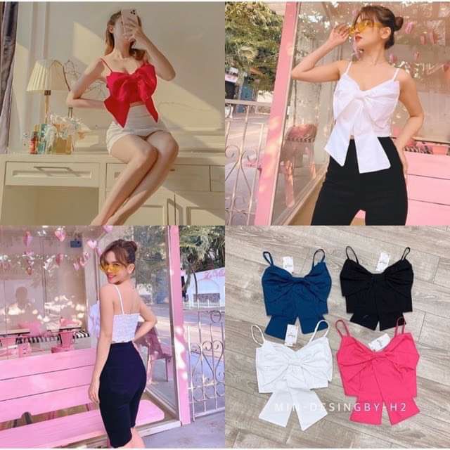 Áo 2 dây phối nơ siêu to xinh ulzzang