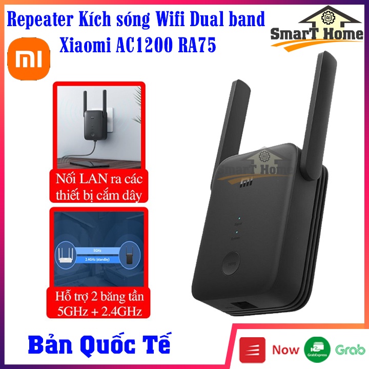 Kích sóng wifi XIAOMI AC1200 Băng Tần 5GHz và 2.5GHz , Bộ kích sóng wifi XIAOMI có cổng Lan - Bản Quốc Tế Chính Hãng