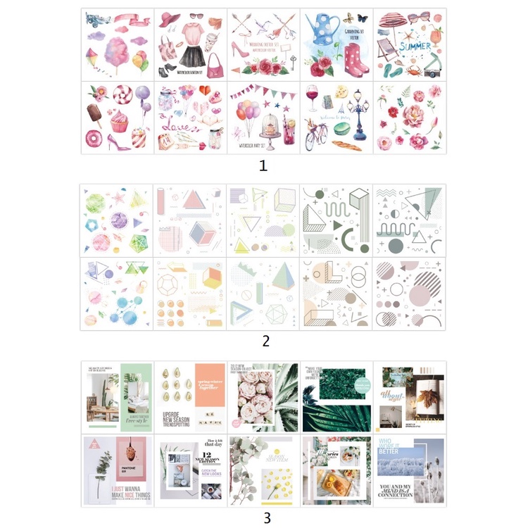 Enjoymore 🍁 Set 2 Tấm Dán Nhiều Chủ Đề Travel, Summer, Dream, Flower Sticker Trang Trí Sổ Tay Scrapbook Bullet Journal
