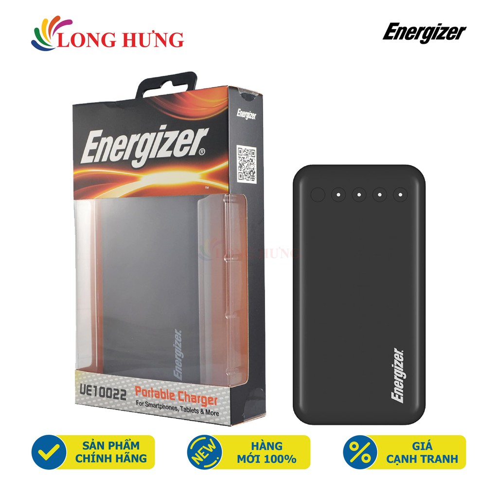 Sạc Dự Phòng Energizer 10000 mAh UE10022 - Hàng chính hãng - Dung lượng pin 10000mAh Sạc nhiều thiết bị