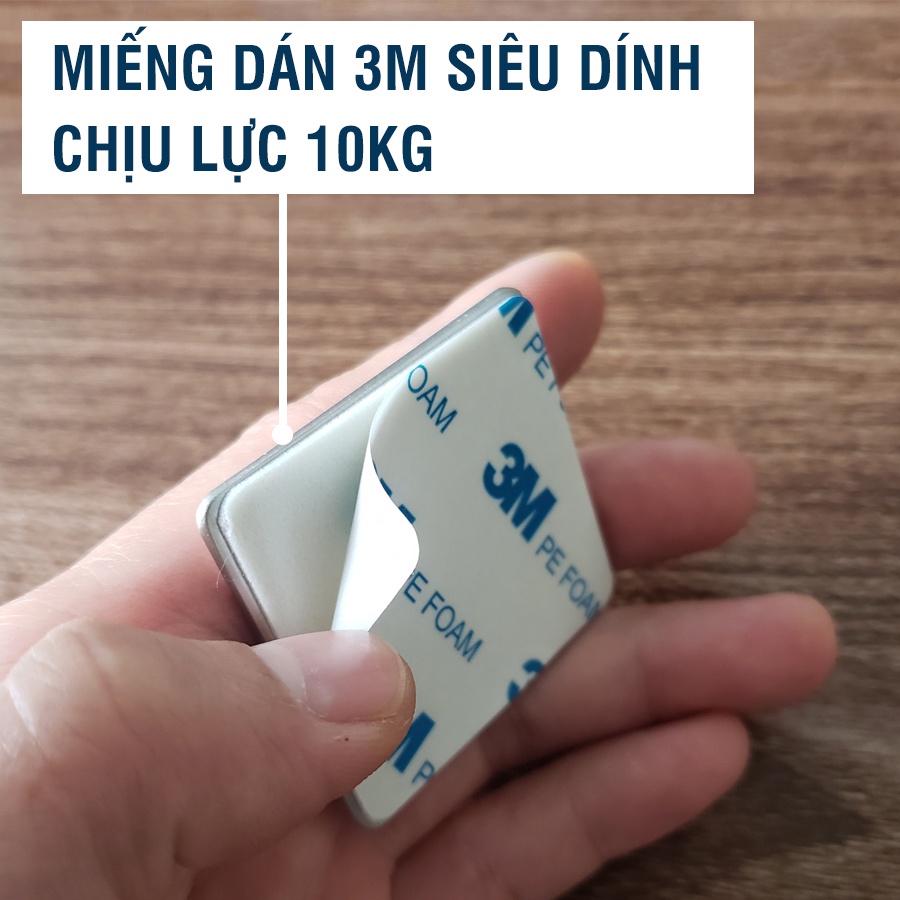 Móc dán tường siêu dính dán trong nhà bếp, phòng tắm treo đồ chịu lực 10kg móc inox