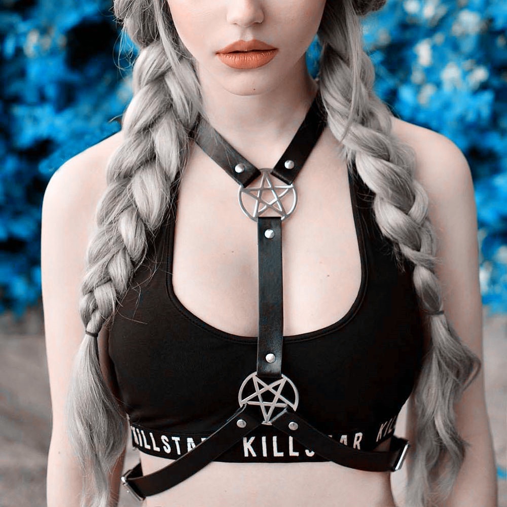Dây Xích Đeo Áo Ngực Bằng Da Phong Cách Gothic Punk Thời Trang Cho Nữ