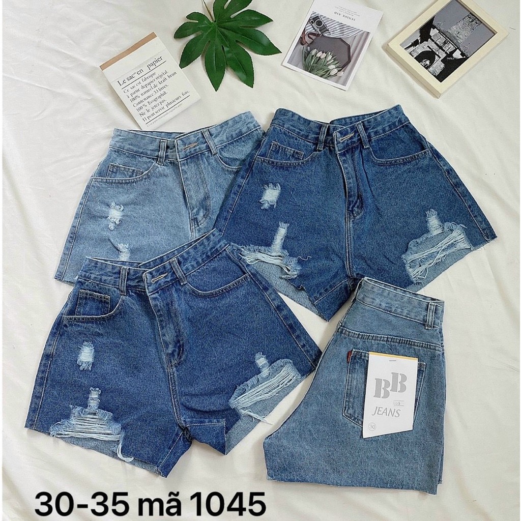 Quần đùi jean nữ rách big size vải VNXK QJ1045