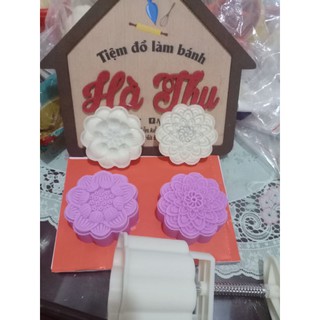 khuôn trung thu lò xo sen tháp 150g 2 mặt kèm nhấn