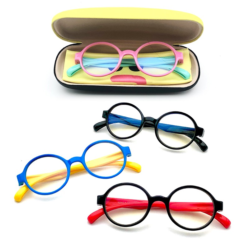 Mắt kính LUSEEN AG3203 gọng tròn chống tia bức xạ/ chống ánh sáng xanh kèm hộp đựng bảo vệ cho trẻ em