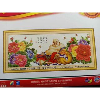 Tranh thêu chữ thập phật di lạc 204*85cm thêu thường