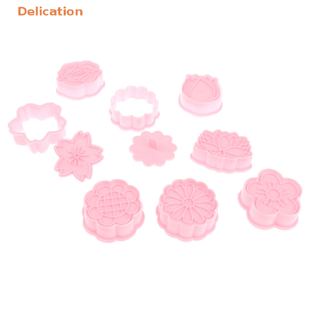 Set 8 Khuôn Nhựa Làm Bánh Quy Dạng Nhấn Hình Hoa Hoạt Hình 3D