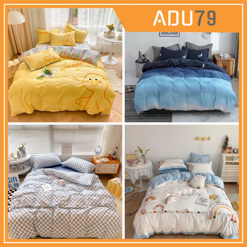 Bộ Ga Giường Và Vỏ Gối Cotton Korea ADU79 Bedding Đủ Kích Thước Trải Nệm 1m4, 1m6, 1m8 Chưa Gồm Chăn0