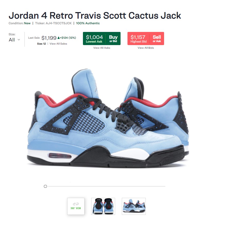[GeekSneaker] Nguyên Bản | SC -  Giày Sneaker 4s Retro Travis Scott Cactus Jack | BigBuy360 - bigbuy360.vn
