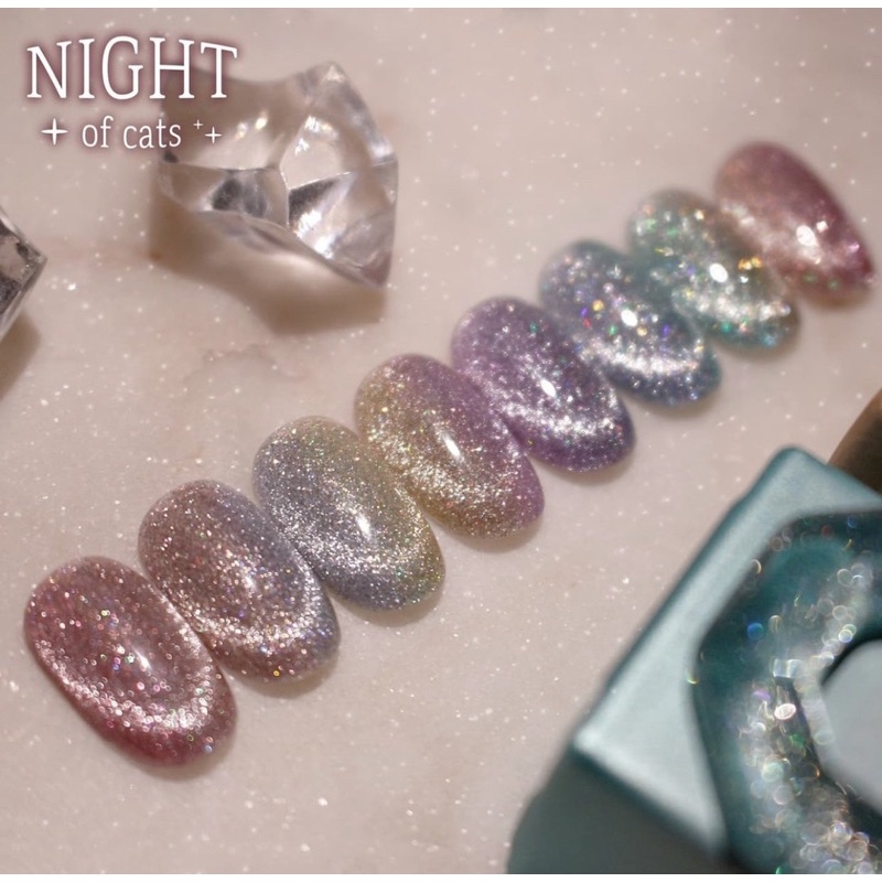 [Cats me] Bộ sản phẩm sơn gel nhũ flash mắt mèo Night of cats collection ( 8 pcs)