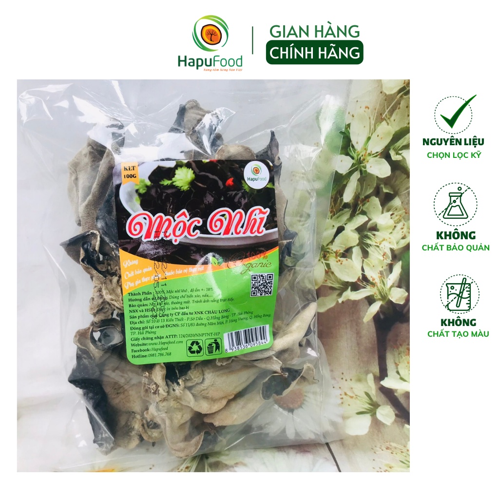 Mộc nhĩ khô HAPUFOOD 100G thơm ngon, nở cánh to dày