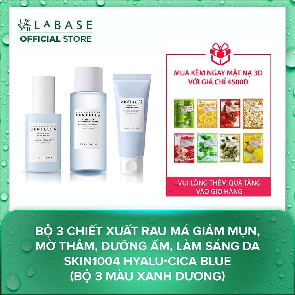 Bộ 3 chiết xuất rau má giảm mụn, mờ thâm, dưỡng ẩm, làm sáng da Skin1004 HYALU-CICA BLUE (Bộ 3 màu xanh dương) - HNK