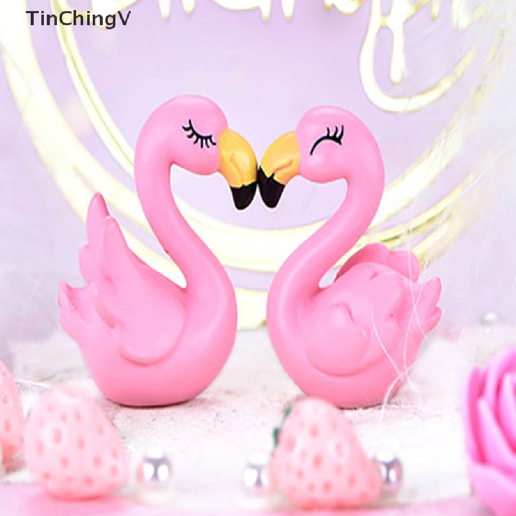 1 Cặp Tượng Chim Hồng Hạc Mini Bằng Nhựa Resin Trang Trí Chậu Cây Bonsai