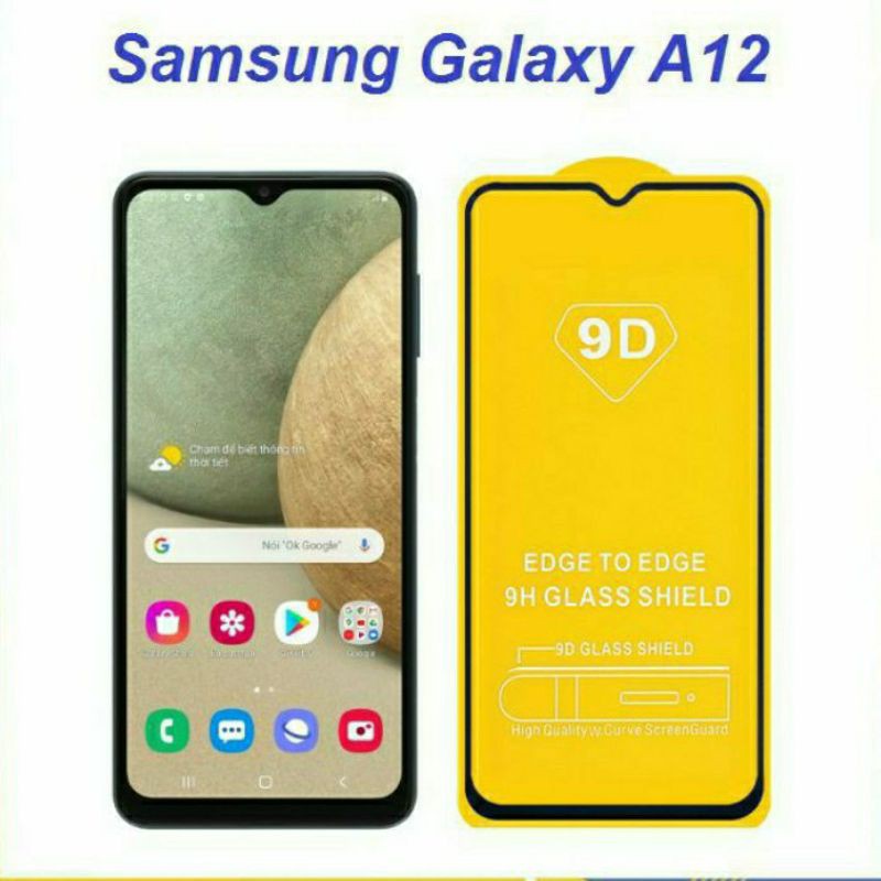 Kính cường lực Samsung A12/ A02s Full màn hình 9D và Ko full Trong suốt-Độ cứng 9H