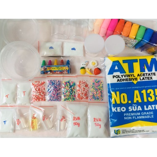 Bộ Kit Làm Slime Đầy Đủ - Slime Trong, Slime Bơ, Slime Mây