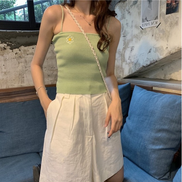MS037 Áo 2 dây bún thêu hoa cúc