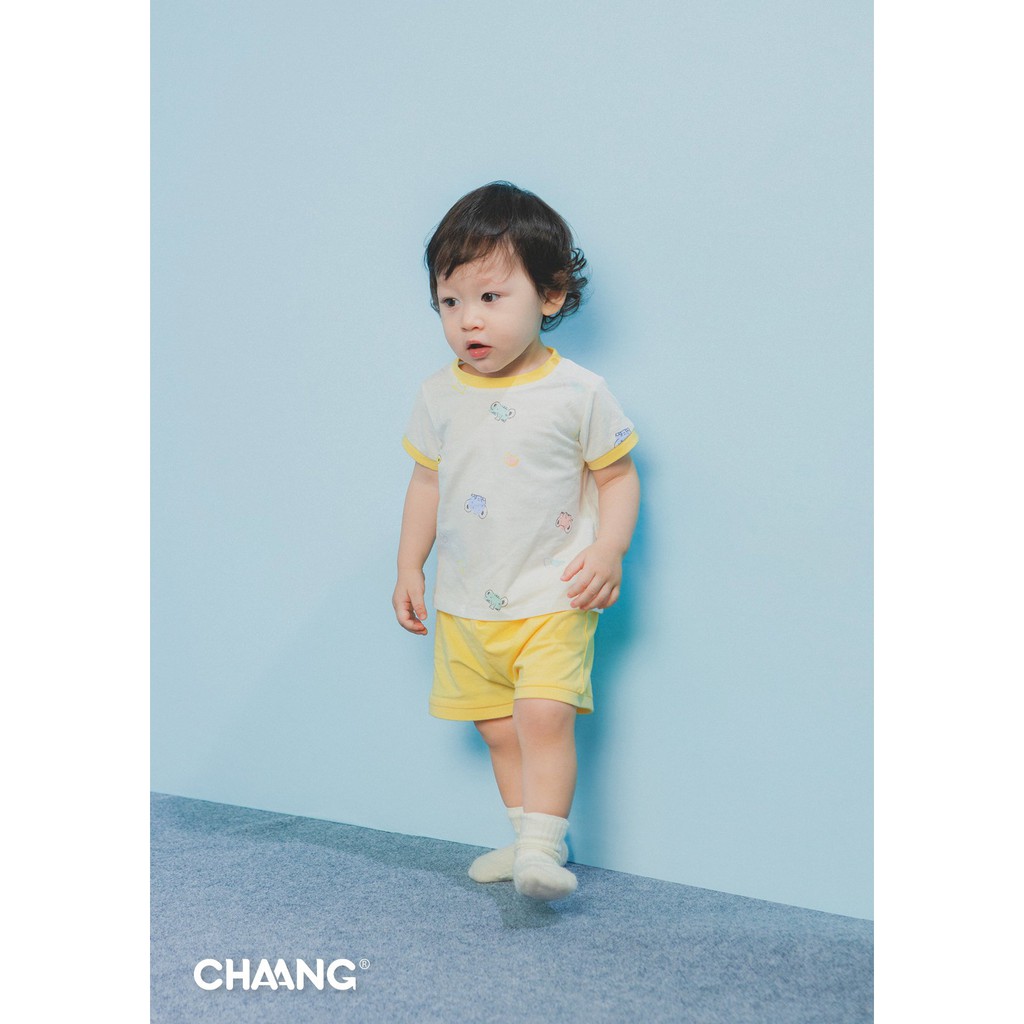 CHAANG Bộ Cộc Cúc Vai Cho Bé Trai và Gái Chất Liệu Cotton Dưới 5 Tuổi