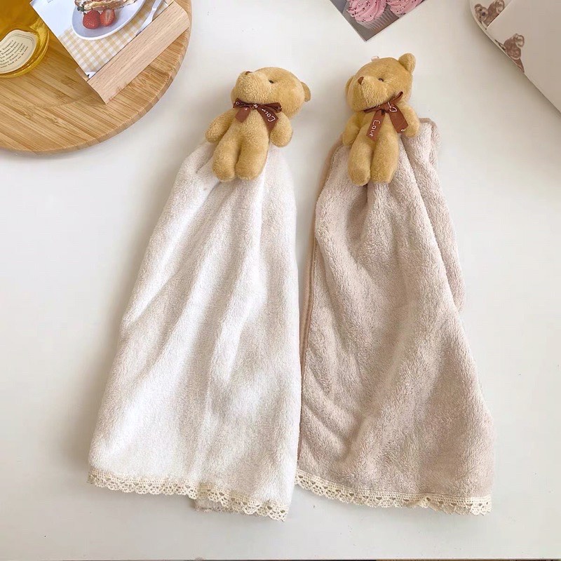 Khăn Lau Tay Nhà Bếp Hình Gấu Teddy Đáng Yêu  Vải Mềm Mại Thấm Nước Cực Tốt