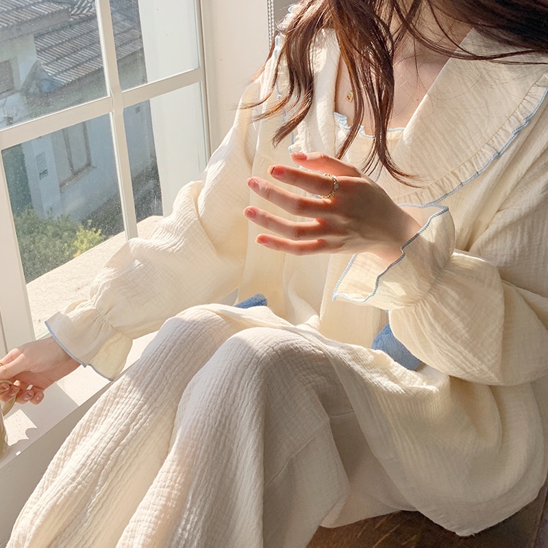 Bộ Đồ Ngủ Cotton Dài Tay Phong Cách Công Chúa Ngọt Ngào Cho Nữ La101