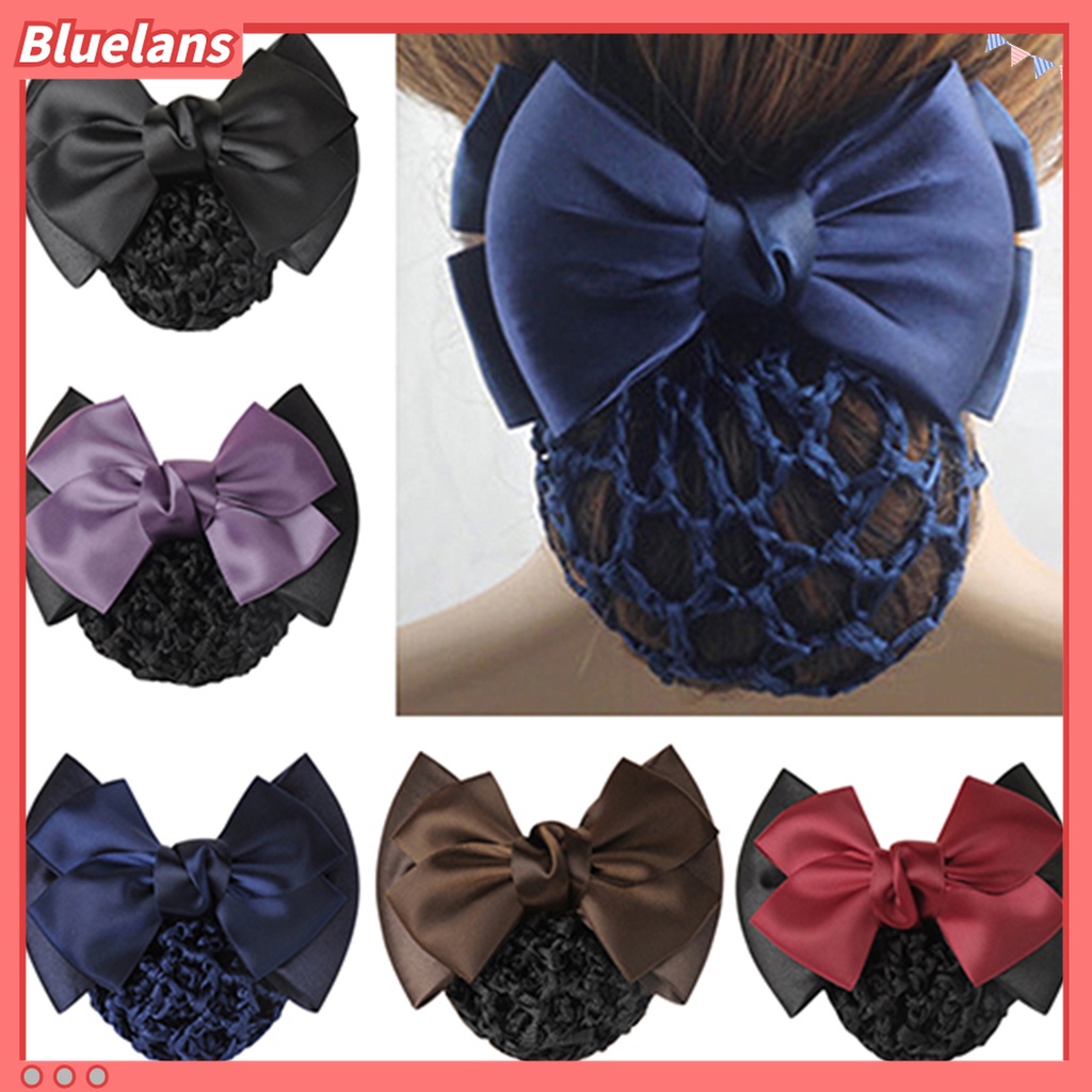 Kẹp lưới búi tóc đính nơ cho nữ