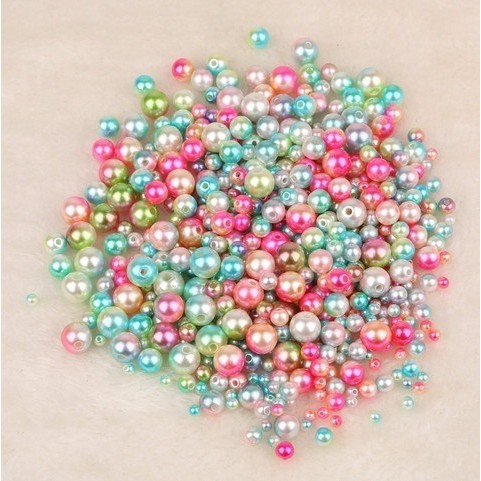 Chuỗi hạt ngọc trai giả ABS màu cầu vồng mới 3/4/6mm