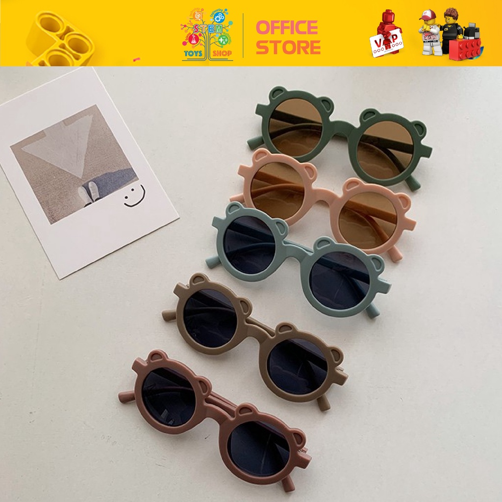 Kính Mát Gọng Tròn Chống Tia Uv Thiết Kế Tai Gấu Xinh Xắn Cho Bé Trai Bé Gái