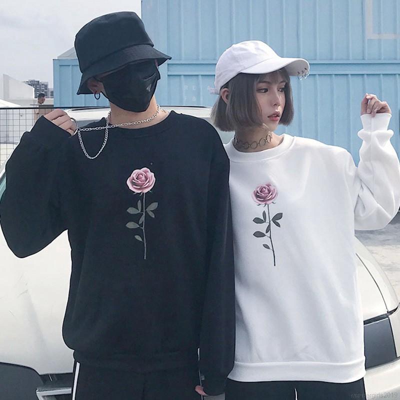 WG Print Loose Plus Velvet Couple Long-sleeved Sweatshirt