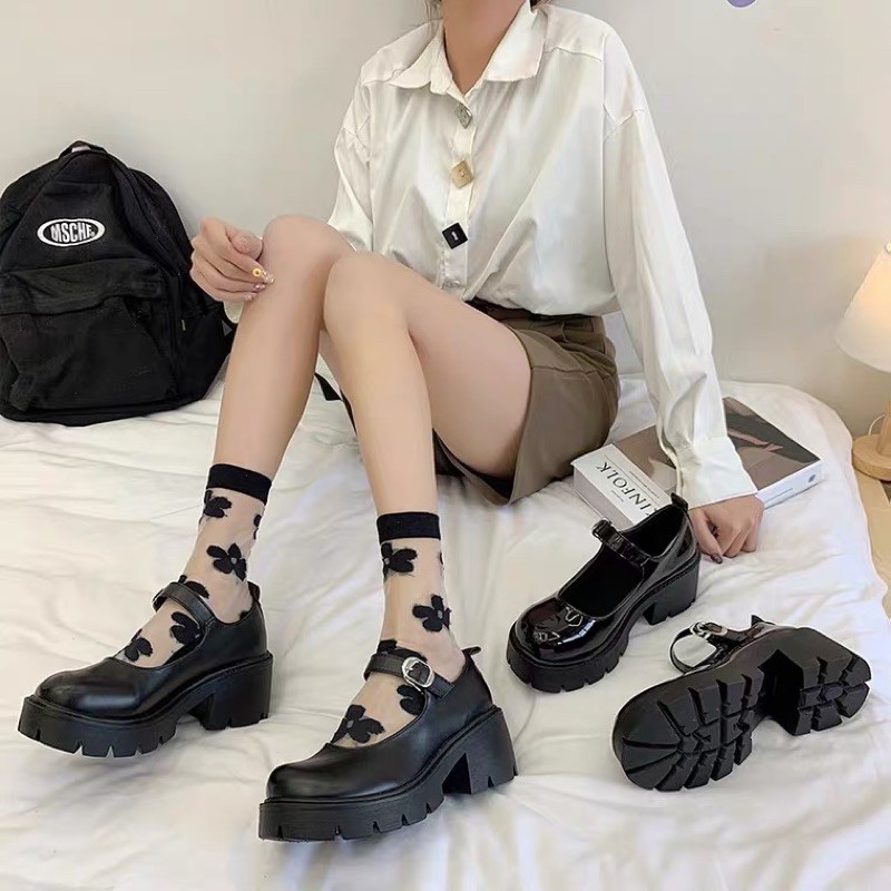 [Có sẵn+ảnh thật] Giày búp bê lolita quai ngang đế răng cưa đế 5cm - mã 04 | BigBuy360 - bigbuy360.vn