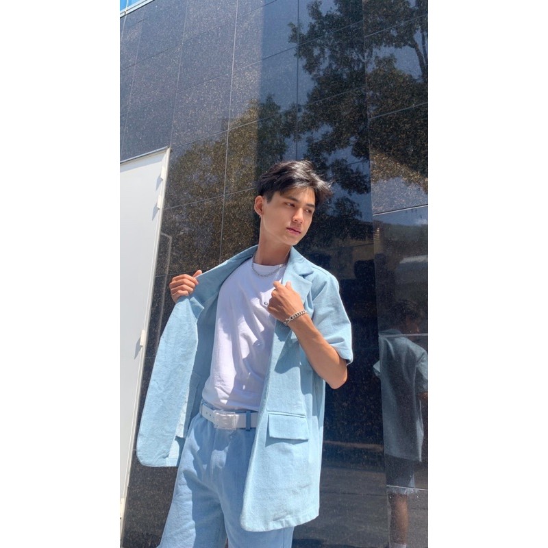 BLAZER TAY NGẮN JEAN BABY BLUE