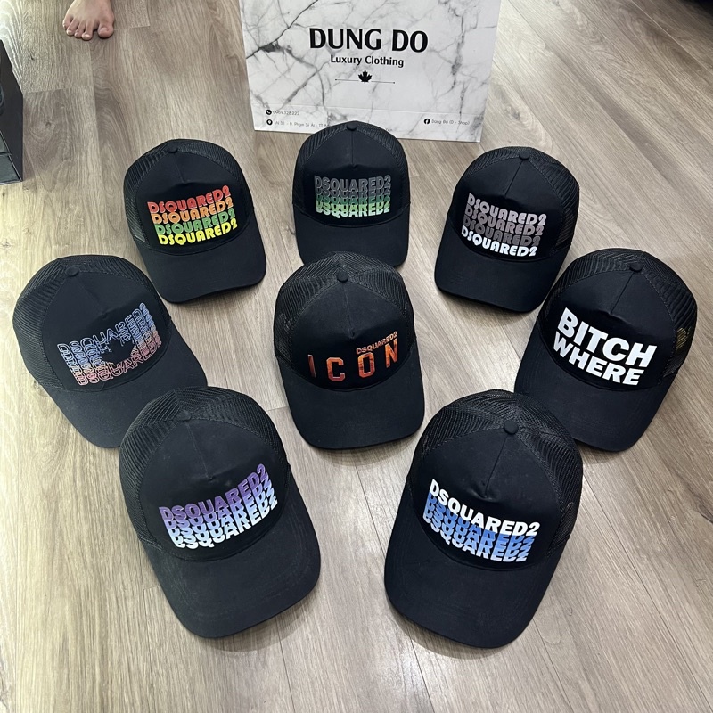 MŨ lưỡi chai nam mặt trước hoạ tiết chữ in DSQII , sau gáy lưới có nút chỉnh to nhỏ M02