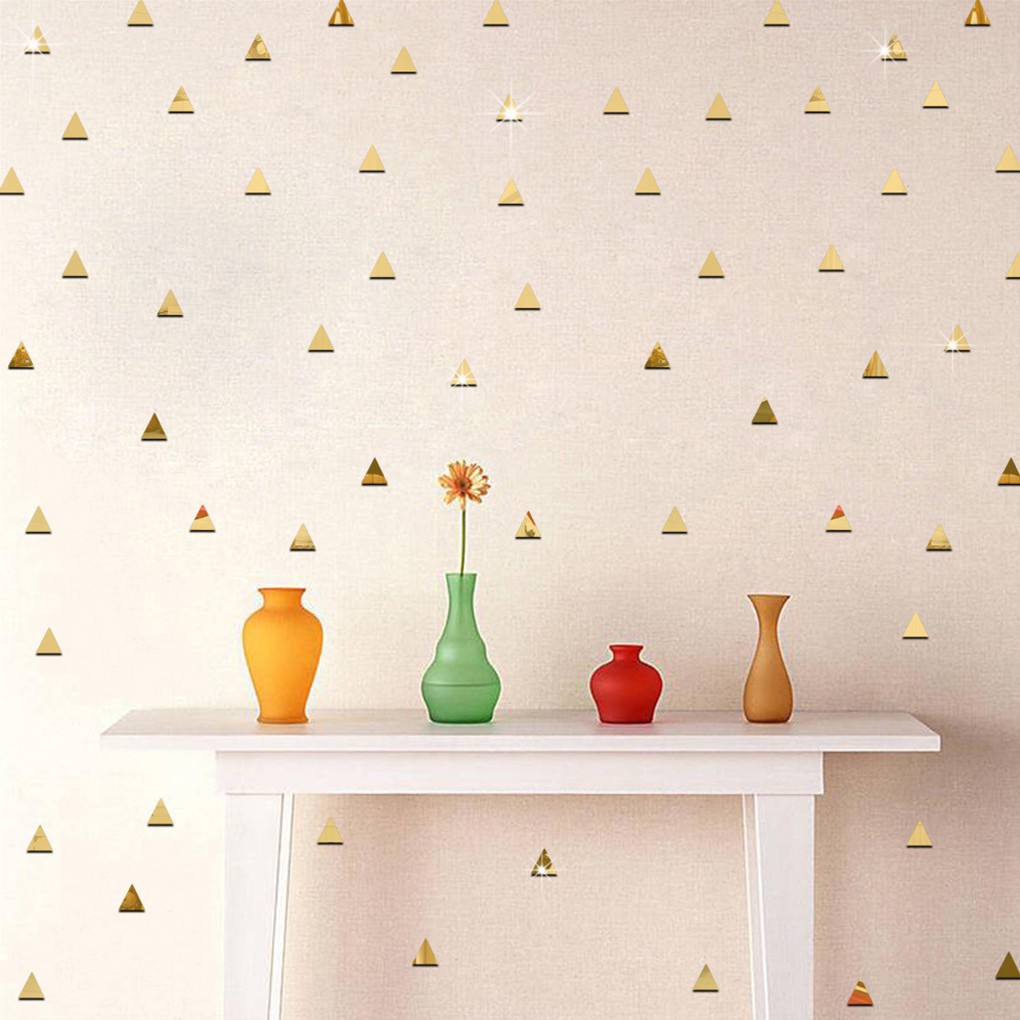 100pcs/set Triangular Mirror Sticker 3D DIY Room Home Decoration Wallpaper