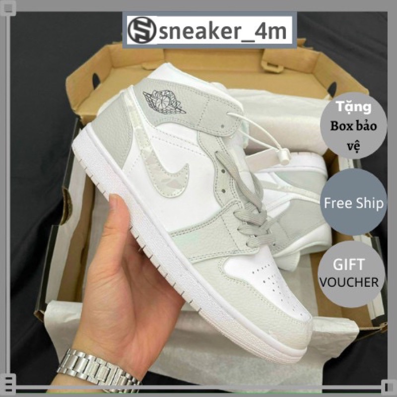 Giày thể thao SNEAKER 4M jd camo trắng bạc cao cổ nam nữ cao cấp